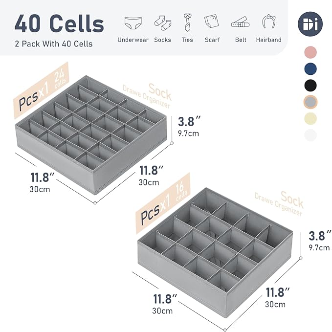 Joyoldelf Sock Organizer Drawer Organizer - Image 2