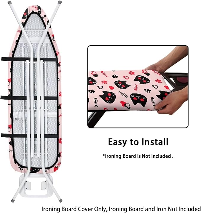 Cat Design Ironing Board Cover and Pad, Standard Size 16x55 inche Thick Padding - Image 4