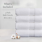 NY Loft 100% Cotton Bath Towel Set of 4 | White Towels | Oeko-TEX® Standard 100 - Image 2