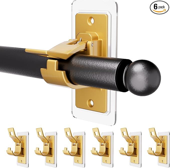 Antimbee 6PCS Self Adhesive Curtain Rod Bracket, No Drilling Curtain Rod Holders by Antimbee
