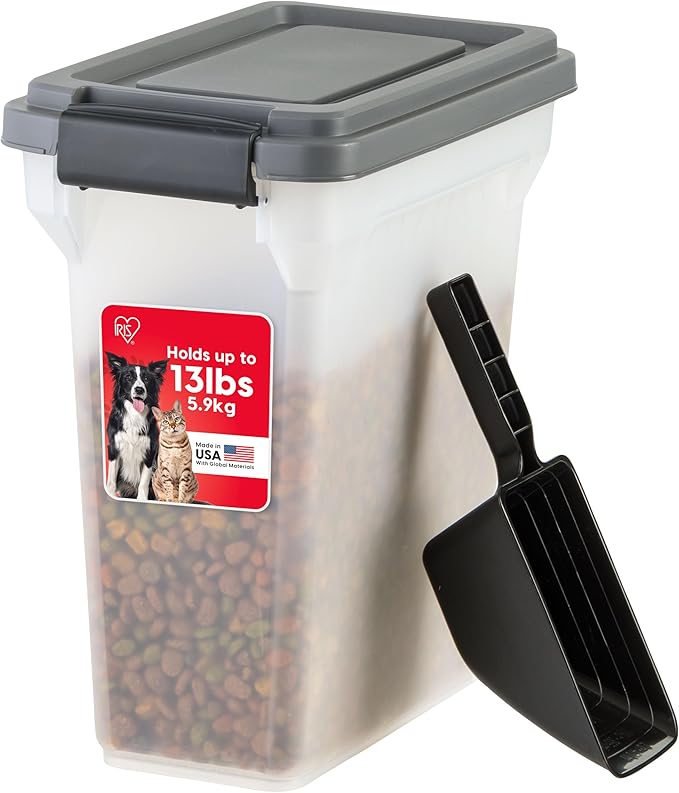 IRIS USA Dog Food Storage Container, Airtight Lid, 2-Cup Scoop, Versatile Pet by IRISUSA