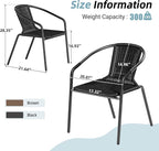 Amopatio Outdoor Dining Chairs Set of 4, Stackable Patio Chairs, Rattan Wicker Patio Chairs Set of 4, Bistro, Garden, Yard, Porch, Black - Image 5