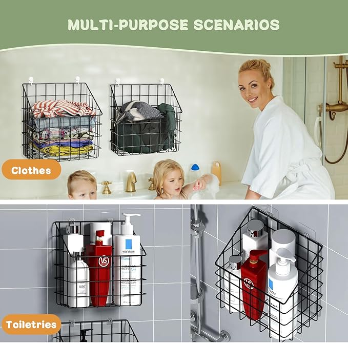 2 Pack Bath Toy Storage Organizer Basket, Large Metal Bathtub Toy Holder - Image 6