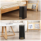 Slim Bathroom Trash Can with Lid Stainless Steel Garbage Can Soft Close Step - Image 7