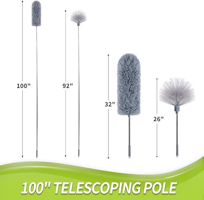 Cobweb Duster with Extension Pole, Spider Web Brush & Ceiling Cleaning Kit - Image 4