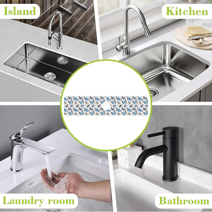 Sink Splash Guard Faucet Mat Watercolor Butterflies Absorbent Fast Drying Mat - Image 7