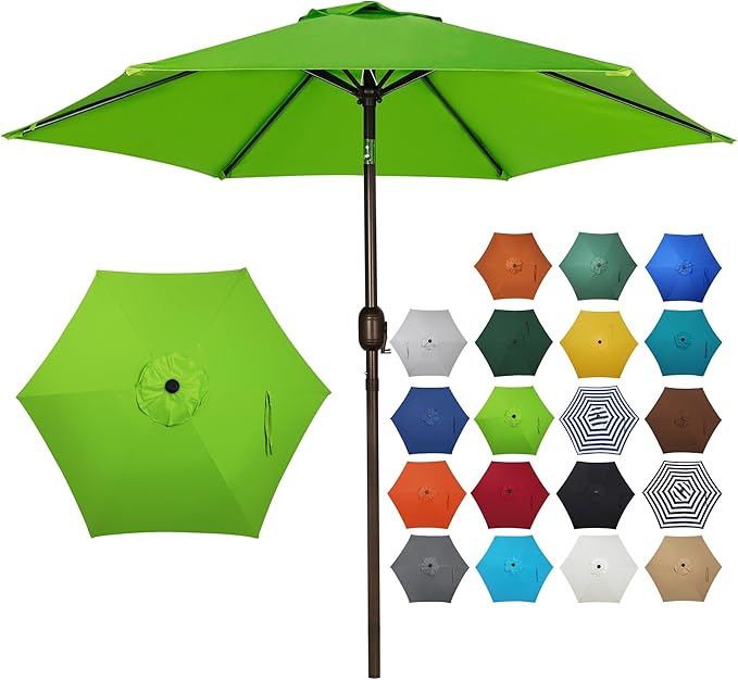 Blissun 7.5 ft Patio Umbrella, Yard Umbrella, Outdoor Market Umbrella with Push Button Tilt Crank, Lime by Blissun