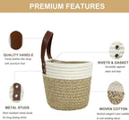 Cotton Rope Hanging Baskets for Organizing 2 Pcs Round Small Wall Basket - Image 2