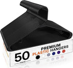 HOUSE DAY Black Plastic Hangers 50 Pack, Plastic Clothes Hangers by HOUSEDAY