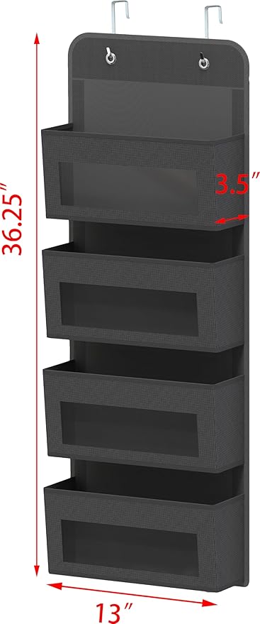 Simple Houseware 4 Clear Window Pocket Over Closet Door Storage Hanging - Image 2