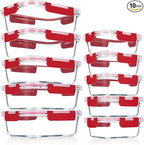 VERONES 10Pack Glass Meal Prep Containers, Airtight Glass Lunch Containers by VERONES