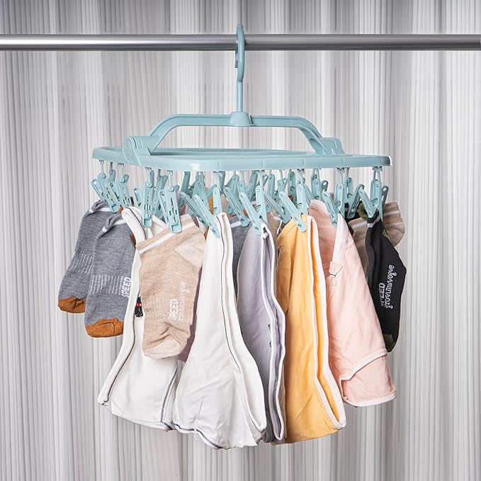 Foldable Clip Hangers with 26 Drying Clips, Underwear Hanger with Clips - Image 7