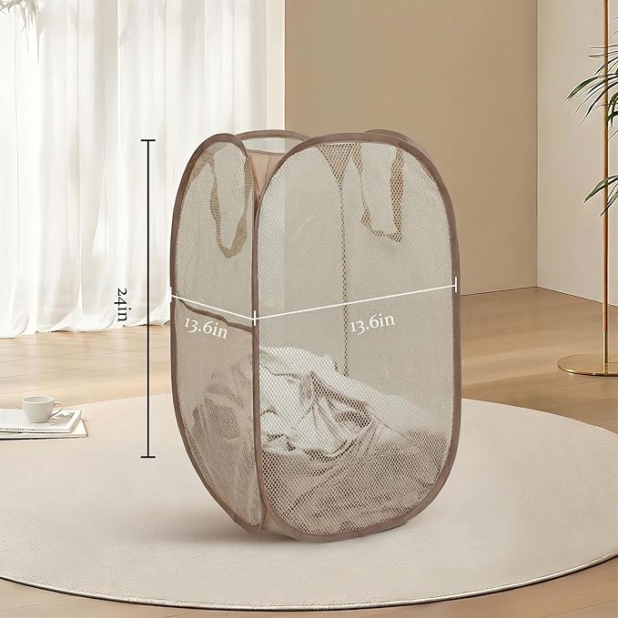 The upgraded pop-up laundry basket features a breathable side pocket mesh design - Image 2