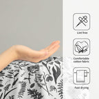 Spring Floral Hand Towels for Bathroom Set of 2 Black Grey White Flower Leaves - Image 4
