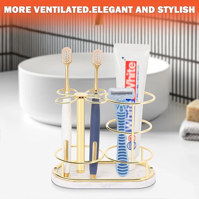 HarJue Toothbrush Holder Stand for Bathroom, Metal Toothbrush Organizer - Image 4