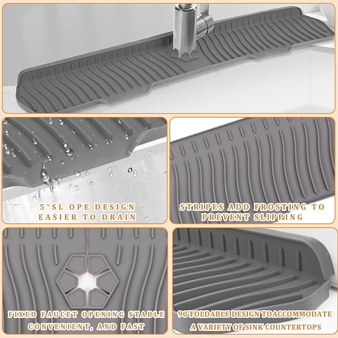 30 Inch Sink Splash Guard, Longer Silicone Sink Mat - Image 4