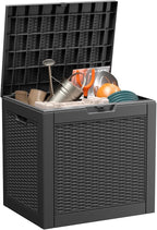 ROJIK 39 Gallon Outdoor Storage Box,Deck Box - Waterproof Patio Furniture, Garden Tools, Cushions, Pool Accessories Storage Bench with Lockable Lid and Side Handles (Black) by ROJIK