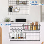 8Pcs Wire Basket, Grid Panel Hanging Wire Baskets, - Image 3
