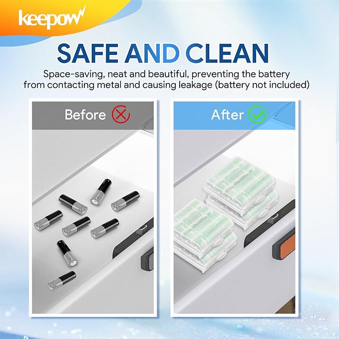 KEEPOW 12 Pcs AA/AAA Battery Storage Case Holder Box - Image 2