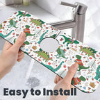 Dinosaur Christmas Happy New Year Kitchen Sink Splash Guard Faucet Mat Super - Image 6
