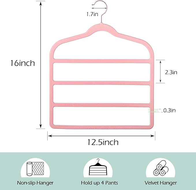 Velvet Pants Clothes Hanger Space Saving Non Slip Pants Shorts Hanger, - Image 7