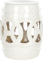 SAFAVIEH Home Collection Double Coin Antique White Ceramic Indoor/ Outdoor Decorative Garden Stool (Fully Assembled) by SAFAVIEH