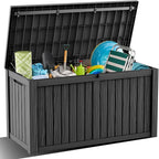DRATO 180 Gallon Outdoor Storage Box, Large Waterproof Deck Box, Lockable Resin Storage Container with Reinforced Support for Patio Cushions, Garden Tools, UV-Resistant Outdoor Chest（Black，180 Gallon） by DRATOprovidesawarmandcozy