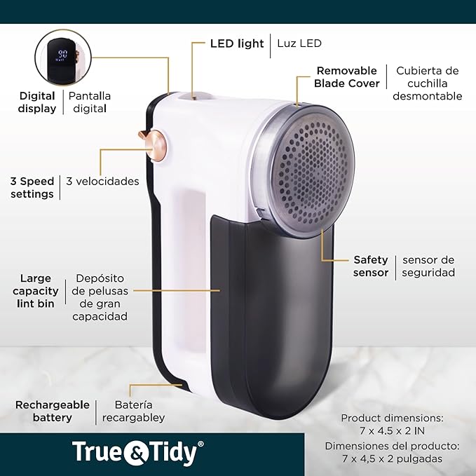 True & Tidy XL Rechargeable Fabric Shaver - Image 9