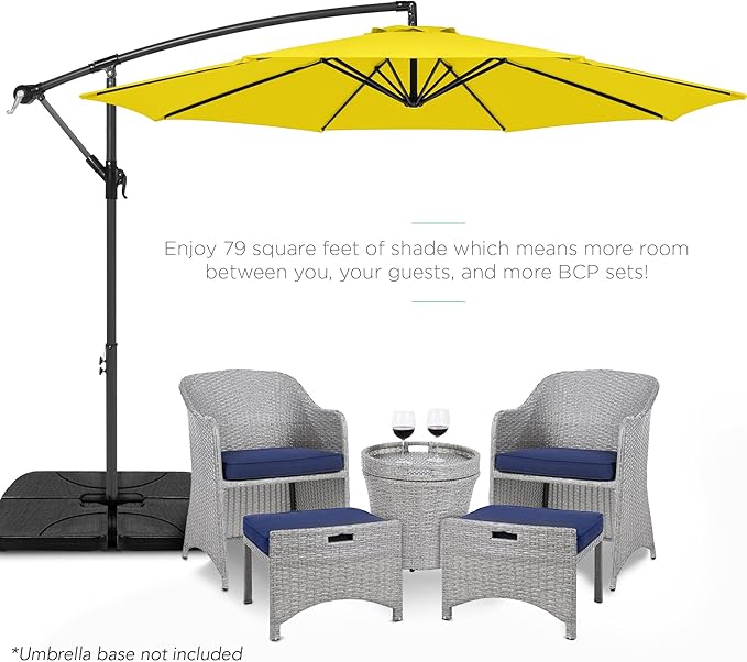 Best Choice Products 10ft Offset Cantilever Hanging Market Patio Umbrella, 8 Sturdy Ribs, Easy Adjustment - Yellow - Image 2