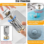 Bathroom Sink Drain Strainer, 3 in 1 Pop Up Bathroom Sink Stopper - Image 5