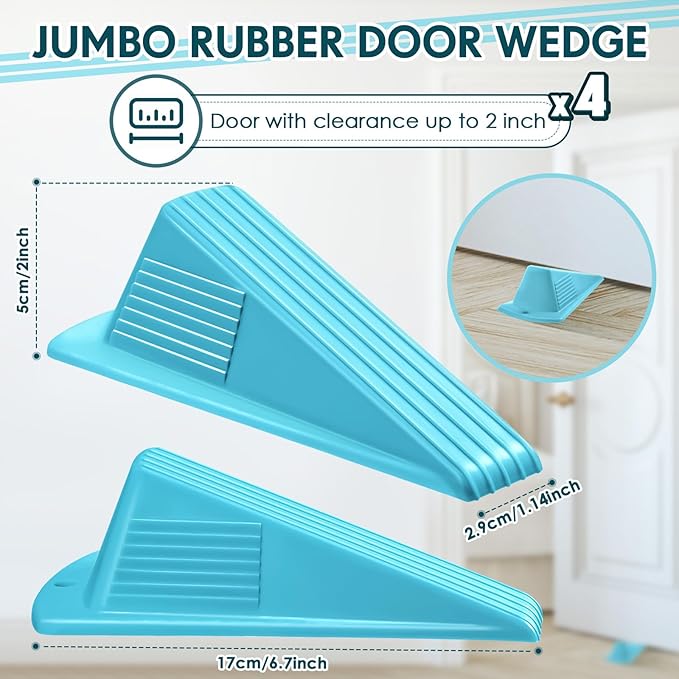 Frienda 4 Pcs Jumbo Door Stoppers Heavy Duty Door Stopper Tall up to 2inch Tall - Image 2