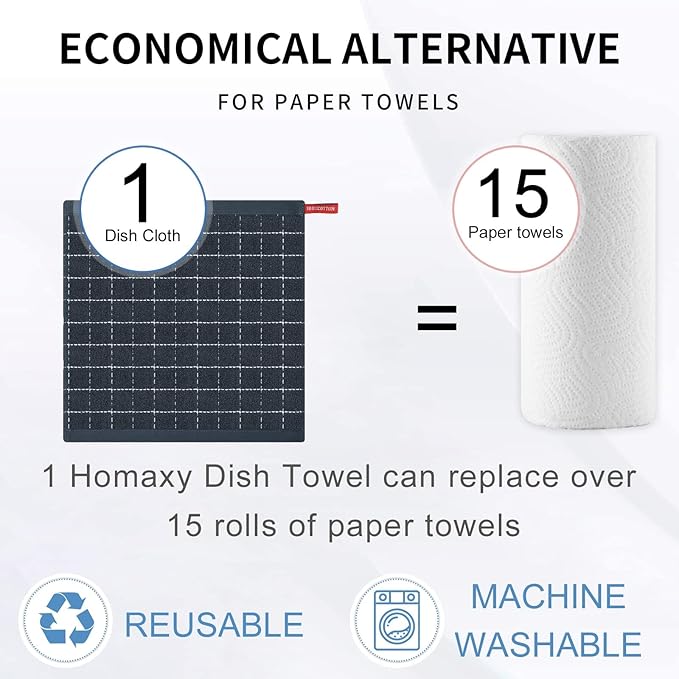 Homaxy 100% Cotton Terry Kitchen Dish Cloths, Ultra Soft and Absorbent Dish - Image 7