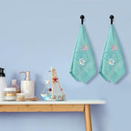 2 Pcs Flip Flops Hand Towels Mint Green Bathroom Decor 14x29 Inch Embroidered - Image 4
