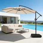wikiwiki 10ft Patio Umbrella with Base Included, Outdoor Offset Cantilever Umbrella with Sandbag Base for Backyard, Garden and Pool, Easy to Tilt and Crank, Beige - Image 9