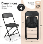 4 PACK White Foldable Plastic Chair | Folding & Stackable | 350 lbs Capacity Steel Frame Seats for Indoor Outdoor | Commercial Use Events Wedding Party Events Bulk Picnic Kitchen Dining - Image 2