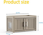 2 Doors Shoe Storage Bench - 2 Side Door Hidden Furniture Cabinet with Storage, Waterproof Entryway Bench with Seat for Indoor Outdoor, End of Bed Footrest Stool for Bedroom, Hallway, Grey - Image 2