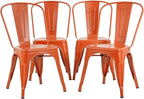 FDW | Set of 4 Metal Dining Chairs | Orange | Stackable Tolix Side Chairs with Backrest | Scratch-Resistant | Non-Slip Feet | Indoor/Outdoor Use | 330 lbs Capacity | Ideal for Kitchen & Restaurant by FDW