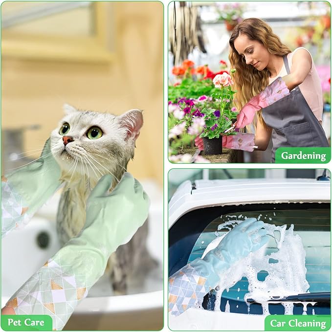 Yiomxhi Household Cleaning Gloves 3 Pairs Reusable Dishwashing Gloves Latex Free - Image 7