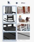 KINGYES Oversized Outdoor Rocking Chair Set of 4, All-Weather Patio Rocking Chairs for Porch, HDPE Outdoor Patio Rockers with High Back & Wide Seat for Garden, Lawn, Black - Image 7