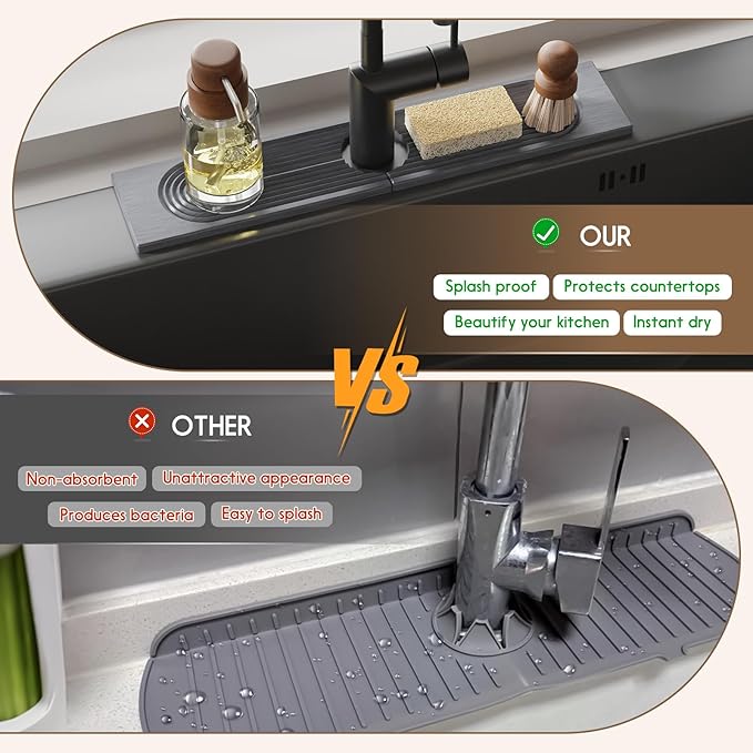 Faucet Mat for Kitchen Sink, Diatomite Quick Drying Tray, 20 Inch Kitchen Sink - Image 6