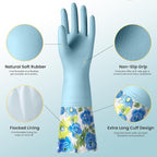 KAQ 3 Pairs Dishwashing Cleaning Gloves, Reusable Long Rubber Gloves - Image 2