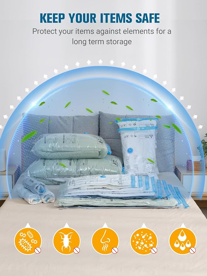 Vacuum Storage Bags with Electric Pump, New Air Valve Combo 22 Pack Compression - Image 8