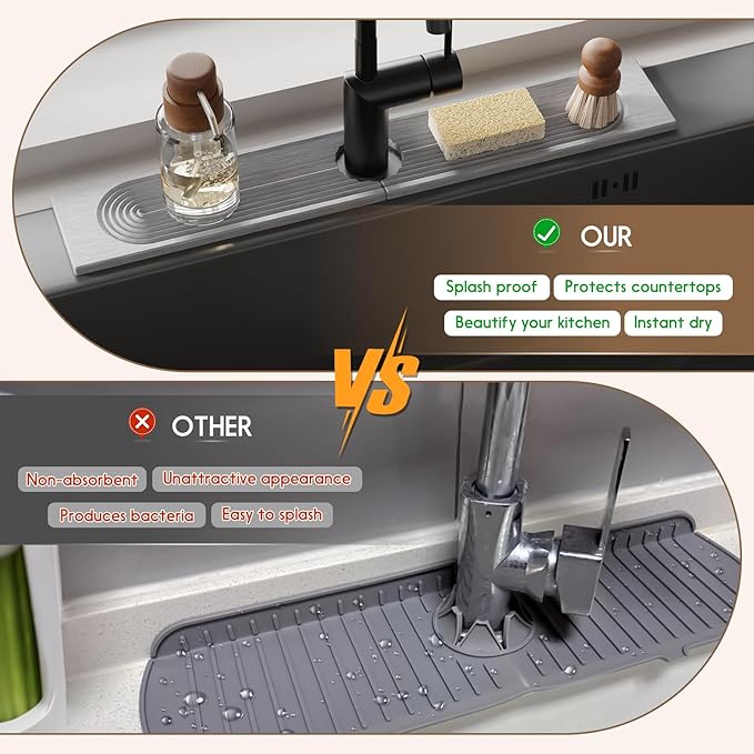 Faucet Mat for Kitchen Sink, Diatomite Quick Drying Tray, Long 23.6'' Kitchen - Image 6