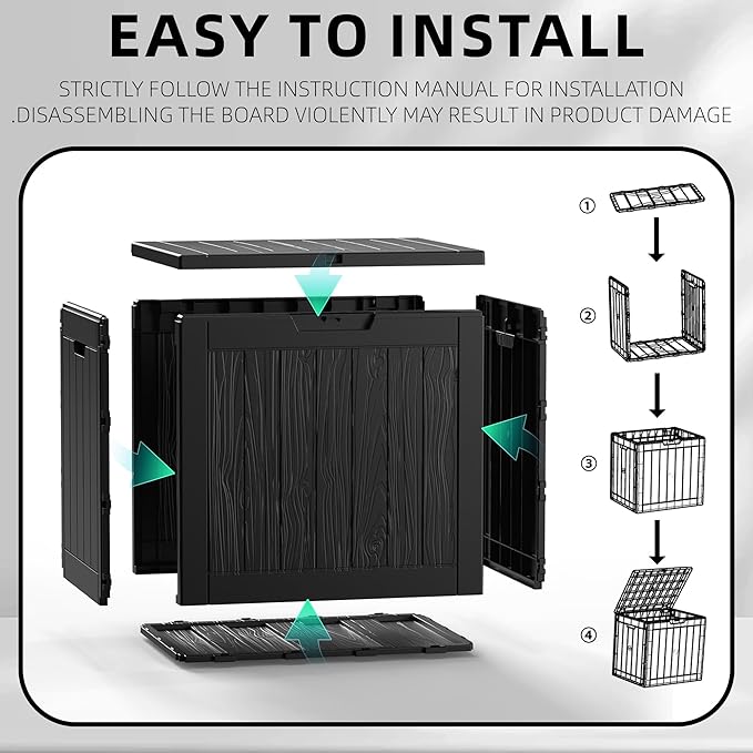 ROJIK 31 Gallon Outdoor Storage Box,Deck Box - Waterproof Patio Furniture, Garden Tools, Cushions, Pool Accessories Storage Bench with Lockable Lid and Side Handles (Black) - Image 6