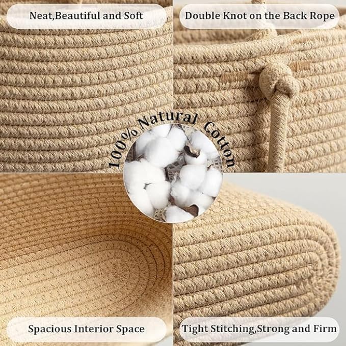 Hanging Baskets for Organizing, 3-Tier Woven Cotton Wall-Mounted Storage - Image 5
