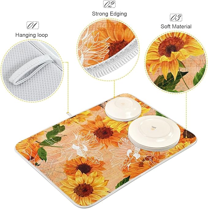 Super Absorbent Dish Drying Mat, Microfiber Fast-Drying Dish Mat, Kitchen Dish - Image 4