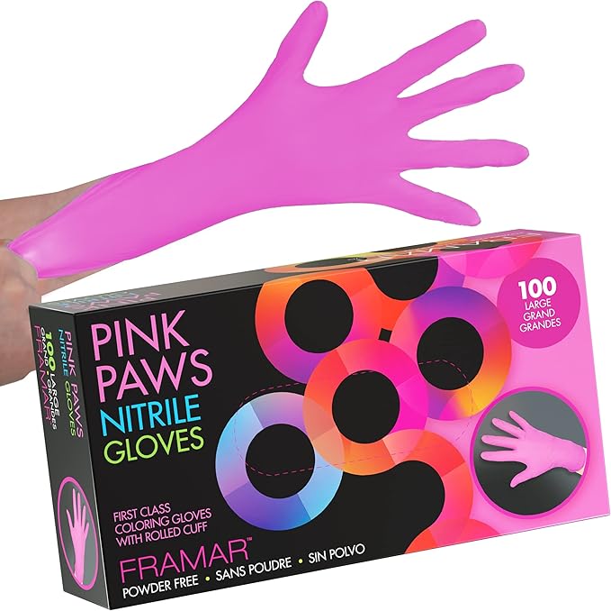 FRAMAR Pink Gloves Disposable Latex Free Large – Nitrile Gloves Large, Non Latex by FRAMAR