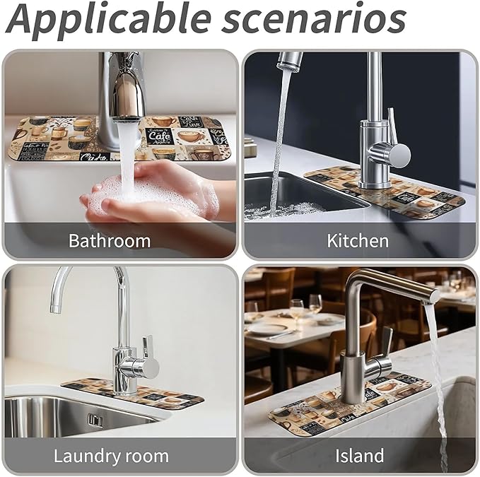 Kitchen Sink Splash Guard，-coffee Faucet Mat Sink Gadgets-Super Absorbent Fast - Image 7