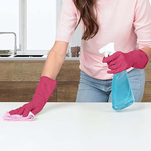 KAQ Reusable Rubber Cleaning Gloves: 4 Pairs Latex Free Non-Slip Household - Image 3
