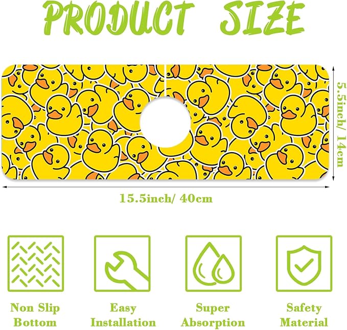 Sink Splash Guard Faucet Mat Rubber Ducky Absorbent Fast Drying Mat Sink - Image 2
